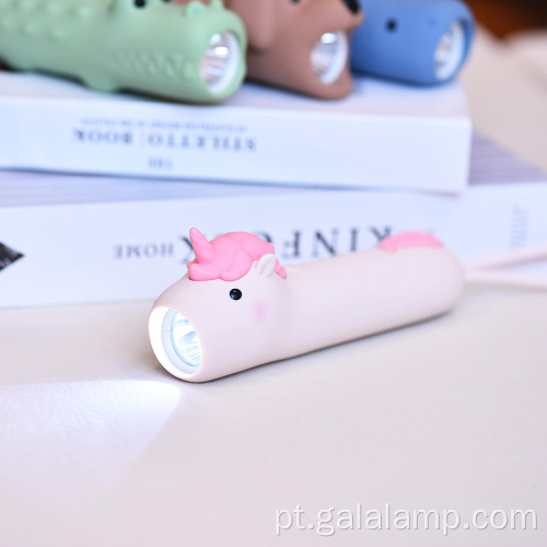 Lanterna USB de silicone animal fofo com cordão
